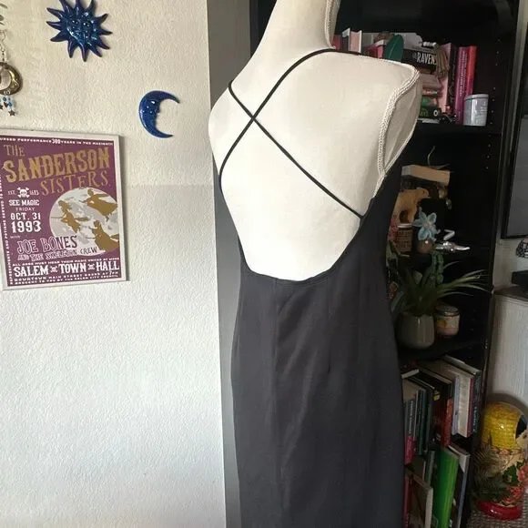 Asos Size 10 Black cross back Maxi Dress NWT - Picture 4 of 7